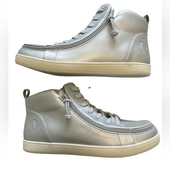 Silver Grey Metallic BILLY Sneaker Lace Mid Tops - Picture 10 of 14